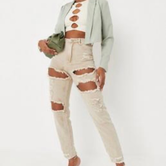 Missguided Brand Riot High Rise Extreme Ripped Mom Jeans - Picture 5 of 13